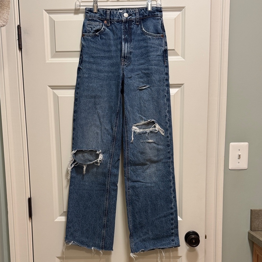 Zara Blue Distressed Women Jeans